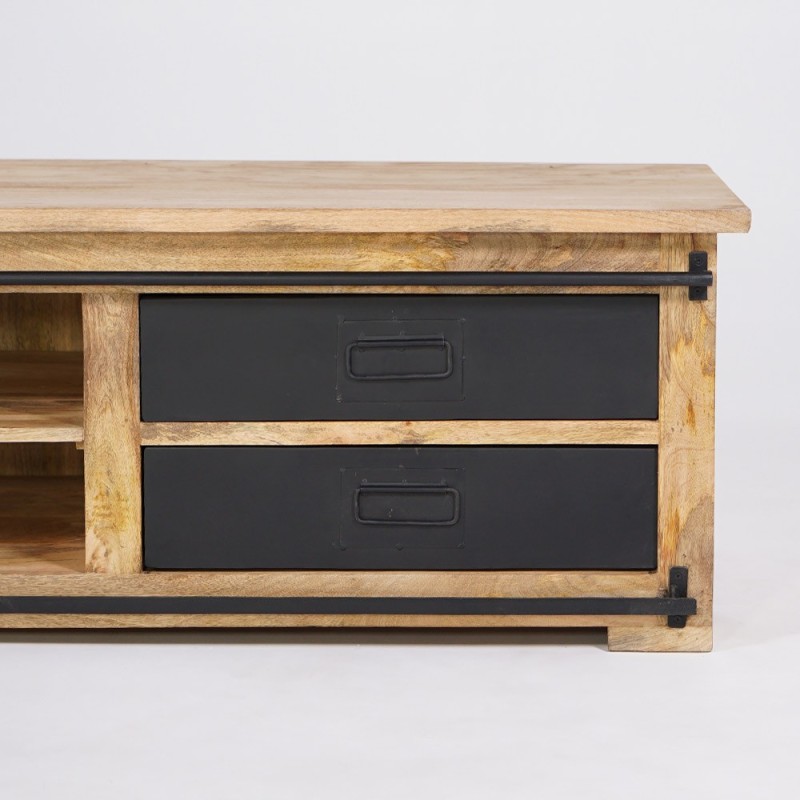 Meuble TV industriel bois et métal 200 cm - Paris