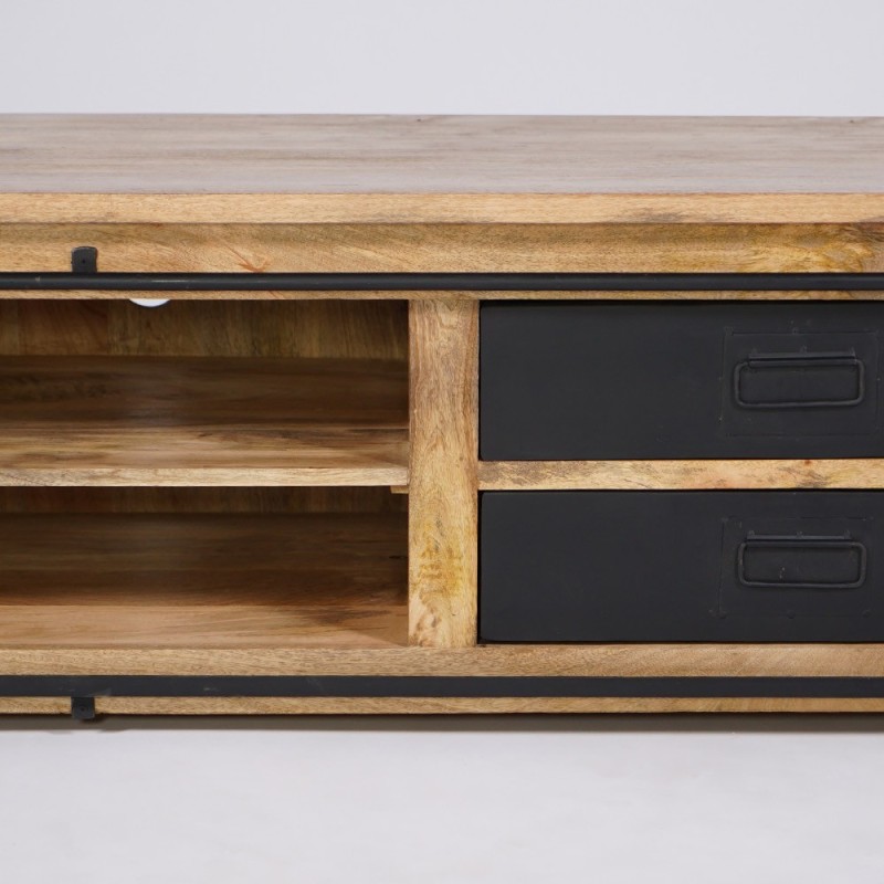 Meuble TV industriel bois et métal 200 cm - Paris