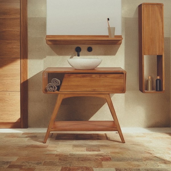 Meuble de salle de bain en teck massif - Amrita