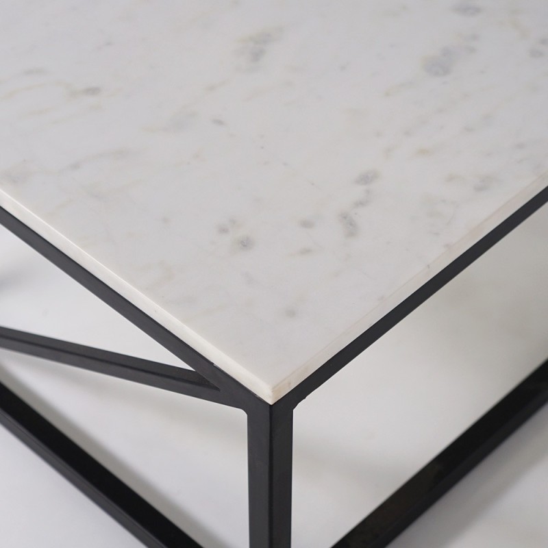 Table basse carrée en marbre blanc - Verona