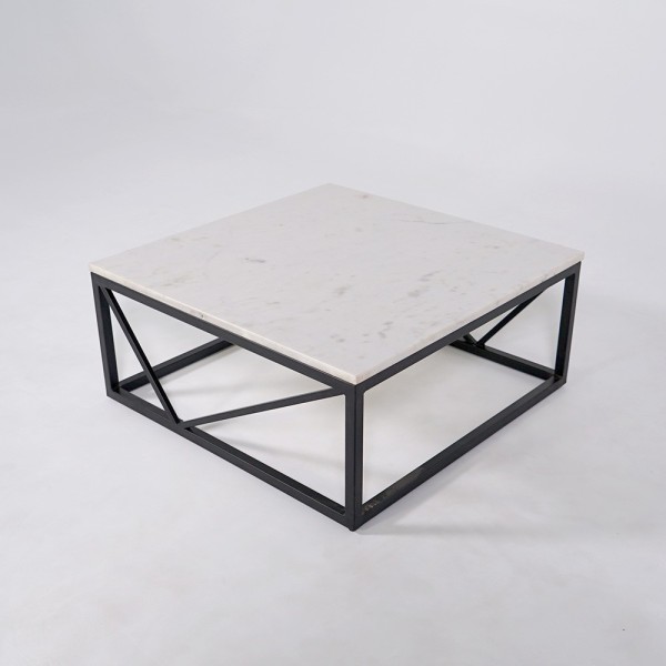 Table basse carrée en marbre blanc - Verona