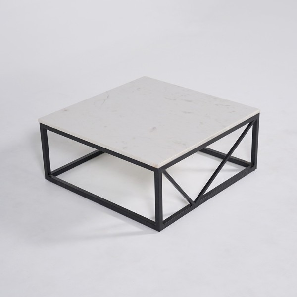 Table basse carrée en marbre blanc - Verona