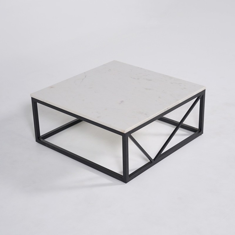 Table basse carrée en marbre blanc - Verona
