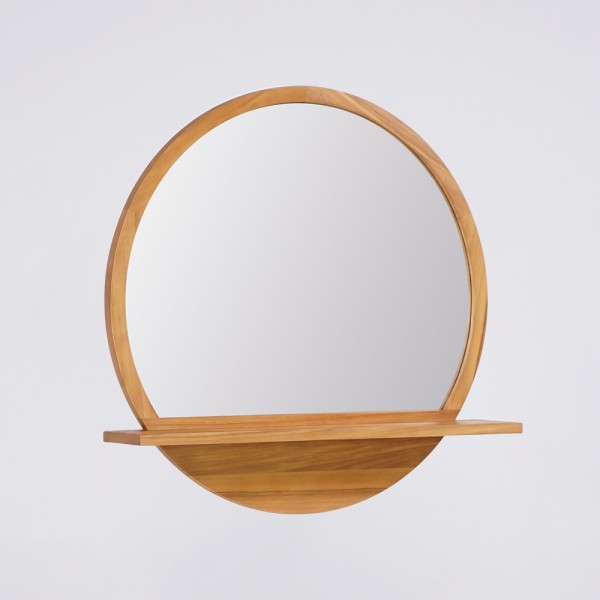 Miroir rond en bois massif de teck - La Luna