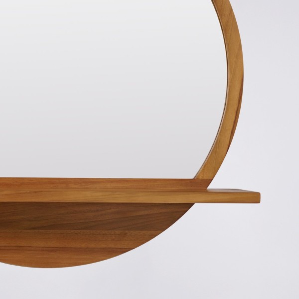 Miroir rond en bois massif de teck - La Luna