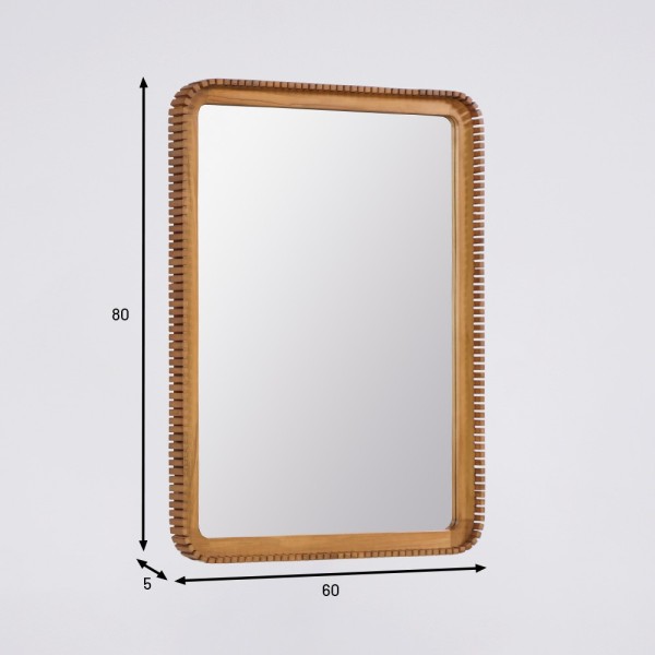 Miroir rectangulaire en bois de teck 80 x 60 cm - Beria