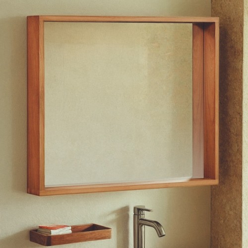 Mirroir de salle de bain en teck 80 x 66 cm - Arya