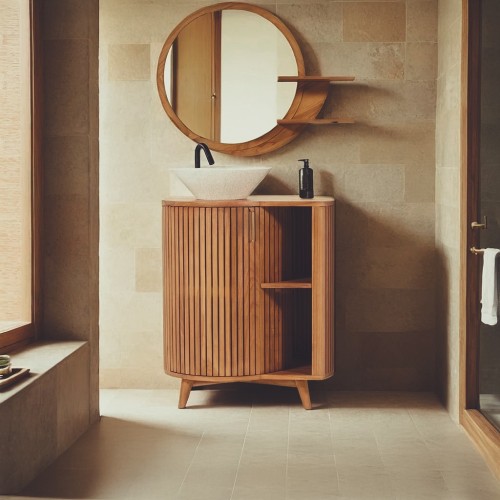 Meuble de salle de bain en teck massif - Leela