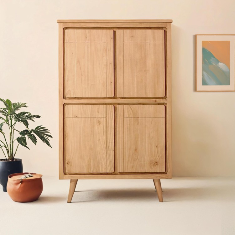 Buffet haut en bois massif 4 portes - Pragati