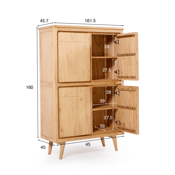 Buffet haut en bois massif 4 portes - Pragati