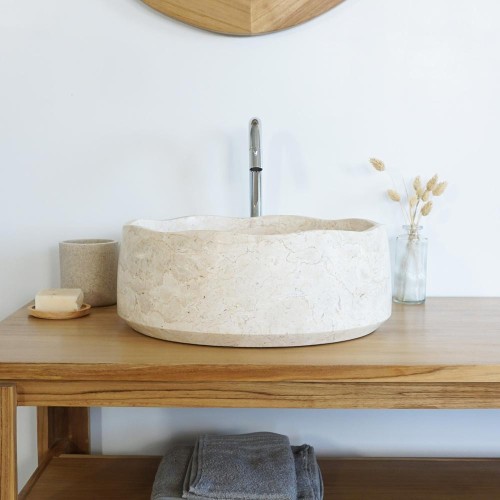 Vasque de salle bain à poser en pierre - Flower