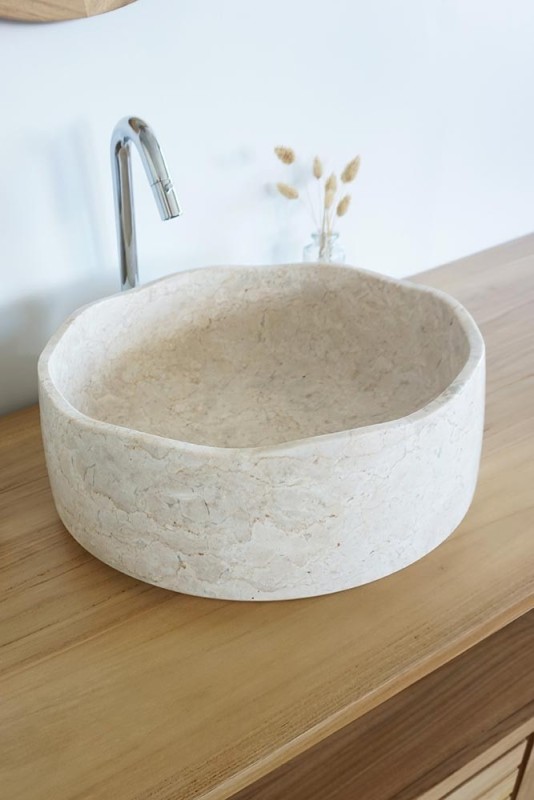 Vasque de salle bain à poser en pierre - Flower