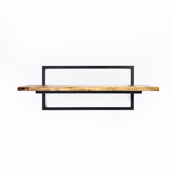 Etagère murale 90 cm avec plateau en bois massif à bord naturel