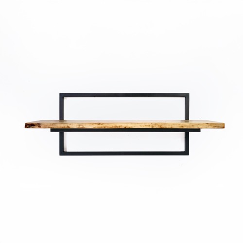 Etagère murale 90 cm avec plateau en bois massif à bord naturel