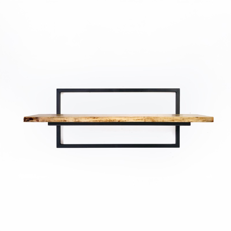 Etagère murale 90 cm avec plateau en bois massif à bord naturel