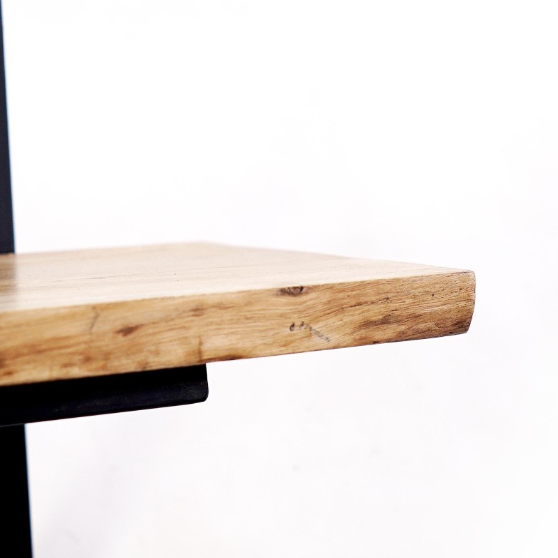 Etagère murale 90 cm avec plateau en bois massif à bord naturel