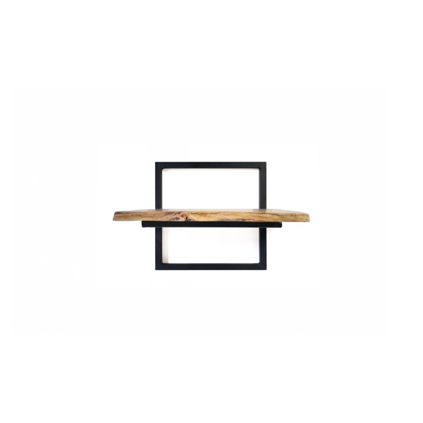 Etagère murale 50 cm avec plateau en bois massif à bord naturel