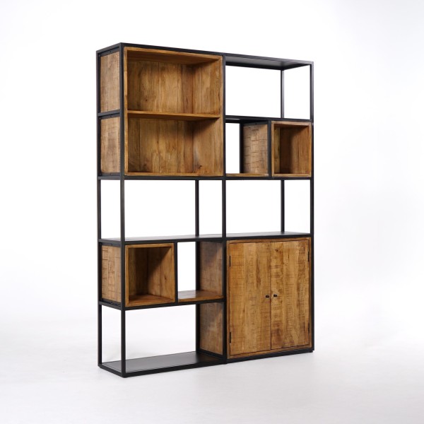 Bibliothèque étagère en métal et bois naturel 140cm - Diane