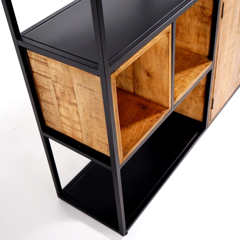 Bibliothèque étagère en métal et bois naturel 140cm - Diane