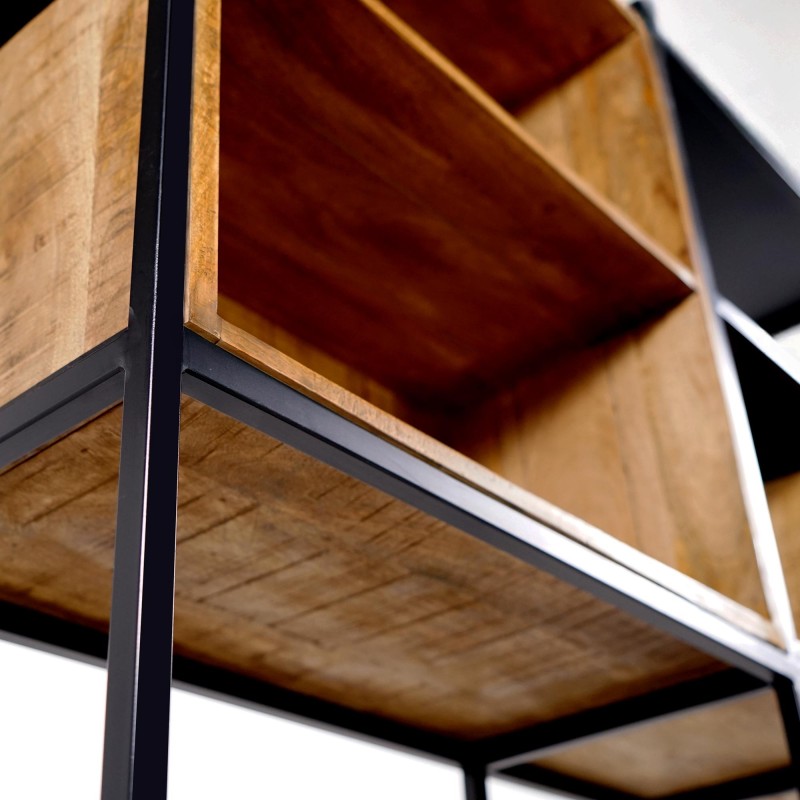 Bibliothèque étagère en métal et bois naturel 140cm - Diane