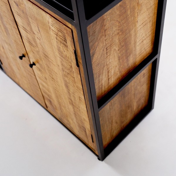 Bibliothèque étagère en métal et bois naturel 140cm - Diane