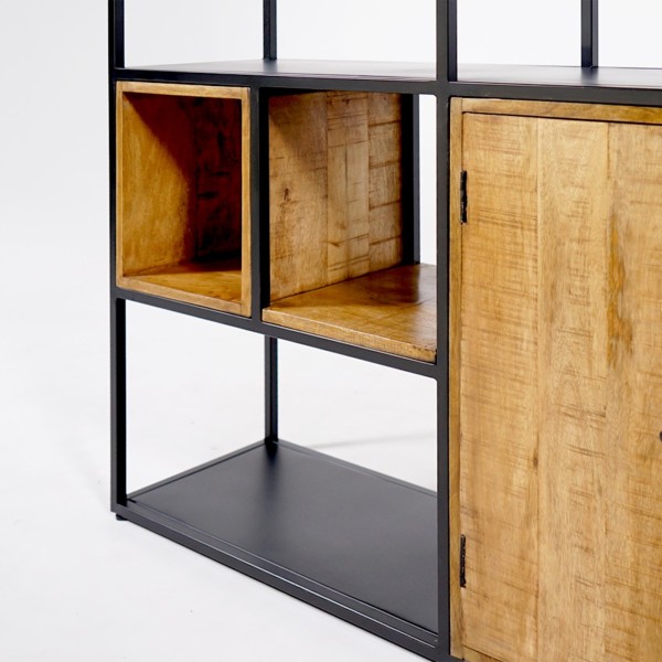 Bibliothèque étagère en métal et bois naturel 140cm - Diane