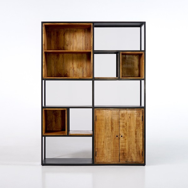 Bibliothèque étagère en métal et bois naturel 140cm - Diane