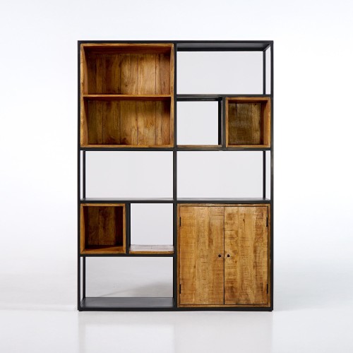 Bibliothèque étagère en métal et bois naturel 140cm - Diane