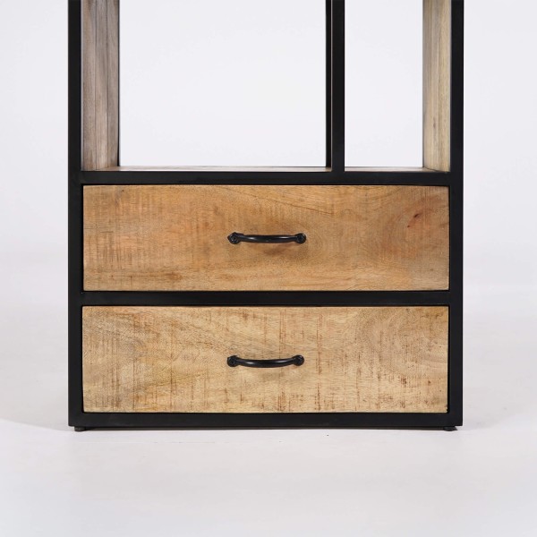 Bibliothèque étagère industrielle bois massif 60 cm x 185 cm - Walter