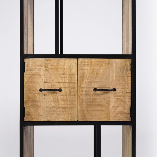 Bibliothèque étagère industrielle bois massif 60 cm x 185 cm - Walter