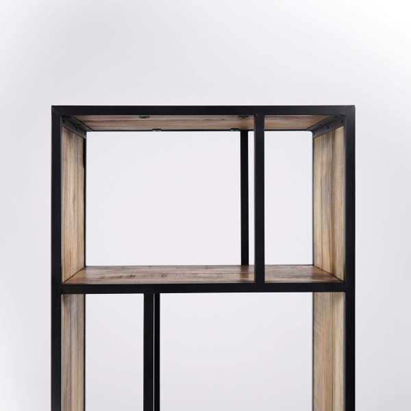 Bibliothèque étagère industrielle bois massif 60 cm x 185 cm - Walter