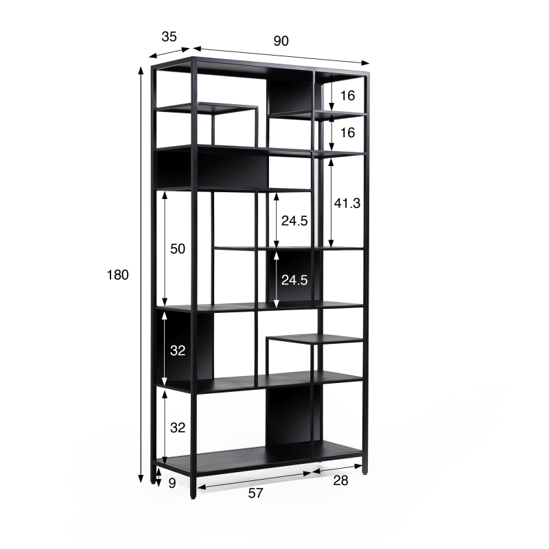 Étagère en métal noir 90 x 180 cm - New York