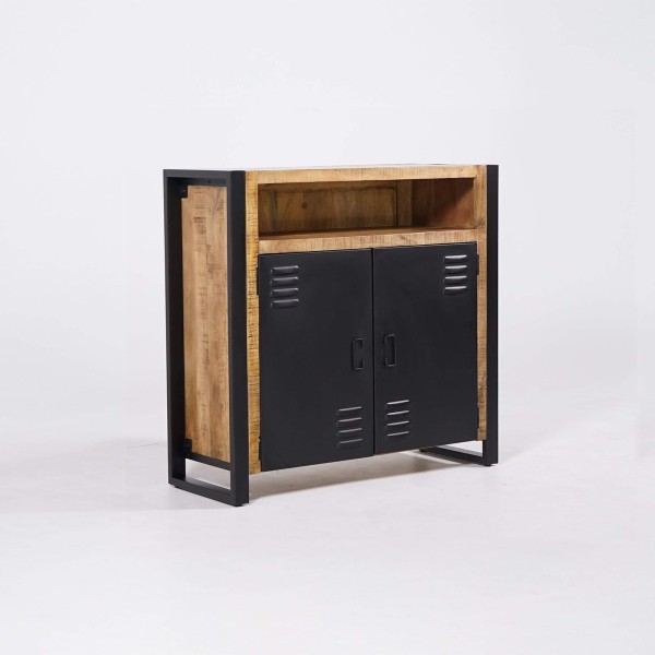 Petite armoire en métal et bois de manguier - Kansas
