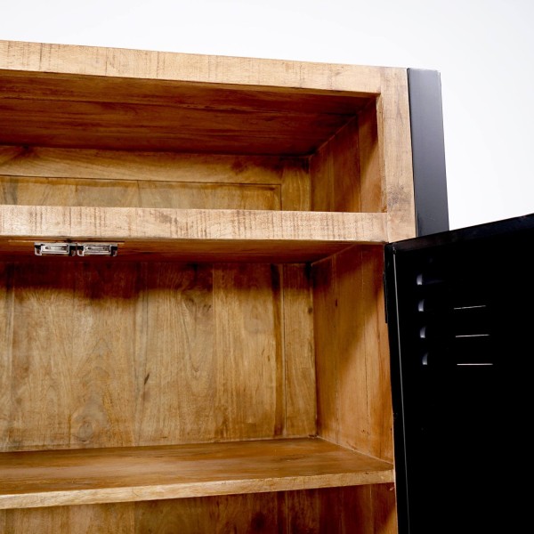 Petite armoire en métal et bois de manguier - Kansas