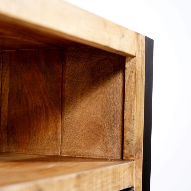 Petite armoire en métal et bois de manguier - Kansas
