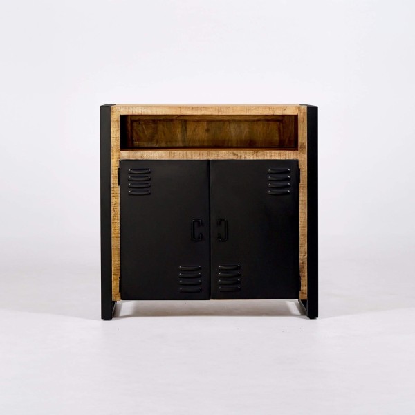 Petite armoire en métal et bois de manguier - Kansas