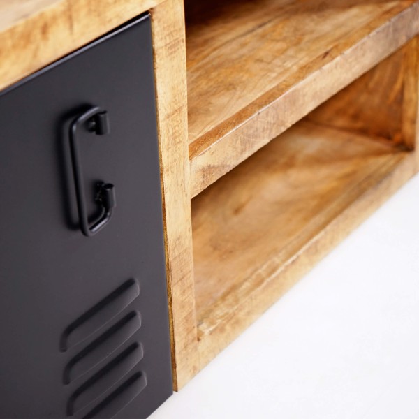 Meuble TV 160 cm en bois massif et métal - Kansas