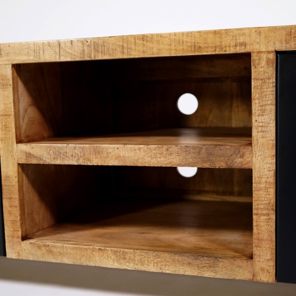 Meuble TV 160 cm en bois massif et métal - Kansas