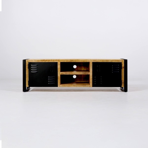 Meuble TV 160 cm en bois massif et métal - Kansas