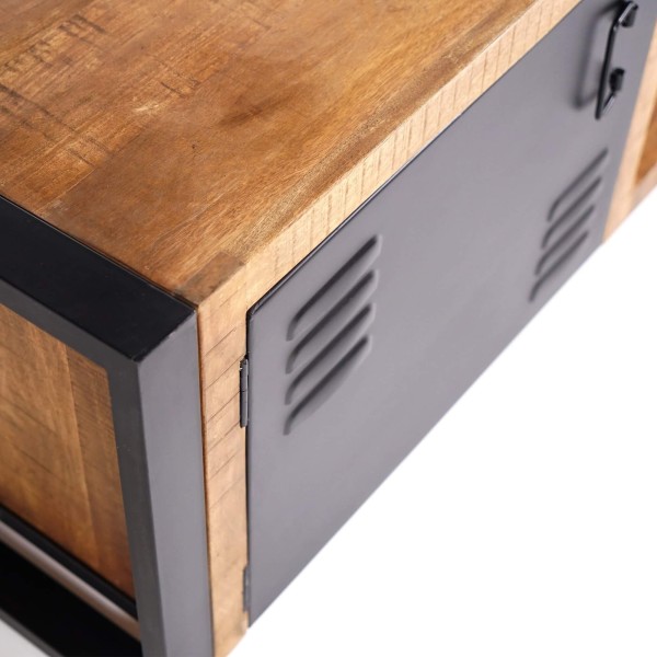 Meuble TV 200 cm en bois massif et métal  - Kansas
