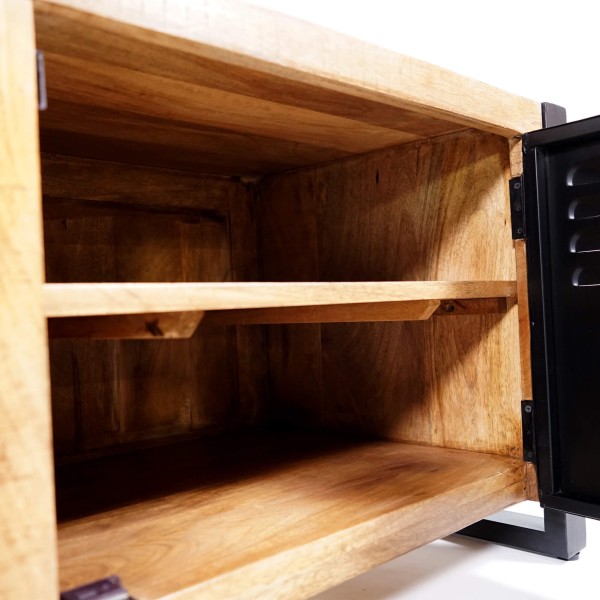 Meuble TV 200 cm en bois massif et métal  - Kansas