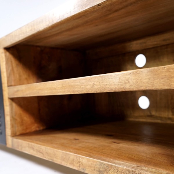 Meuble TV 200 cm en bois massif et métal  - Kansas