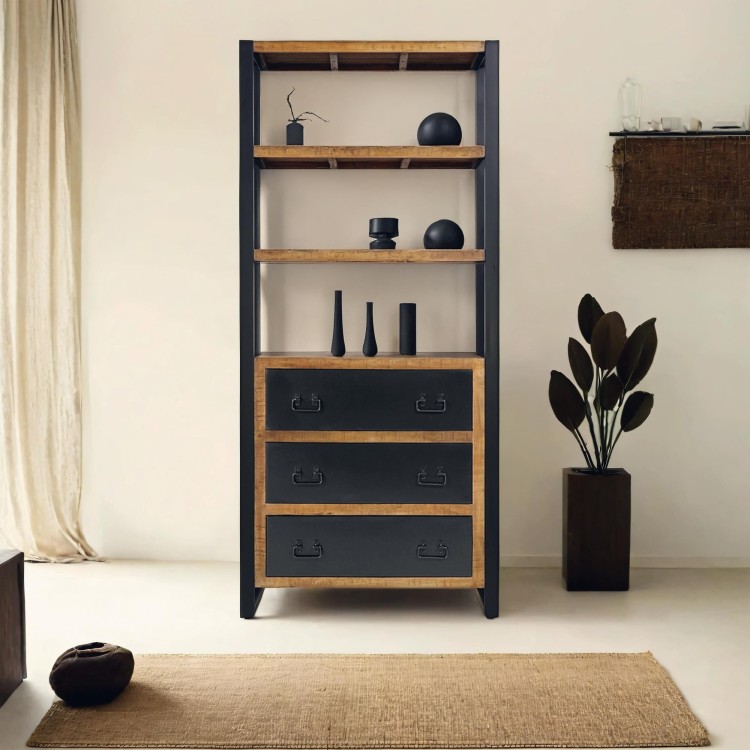 Etagère bois et métal 90cm - Kansas