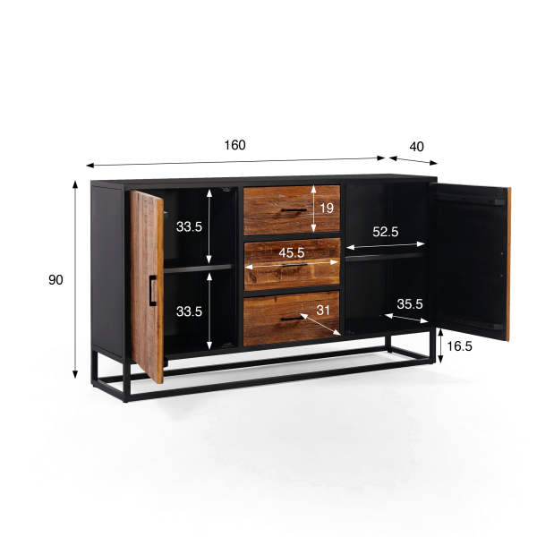 Buffet 160 cm en bois recyclé - Recycled