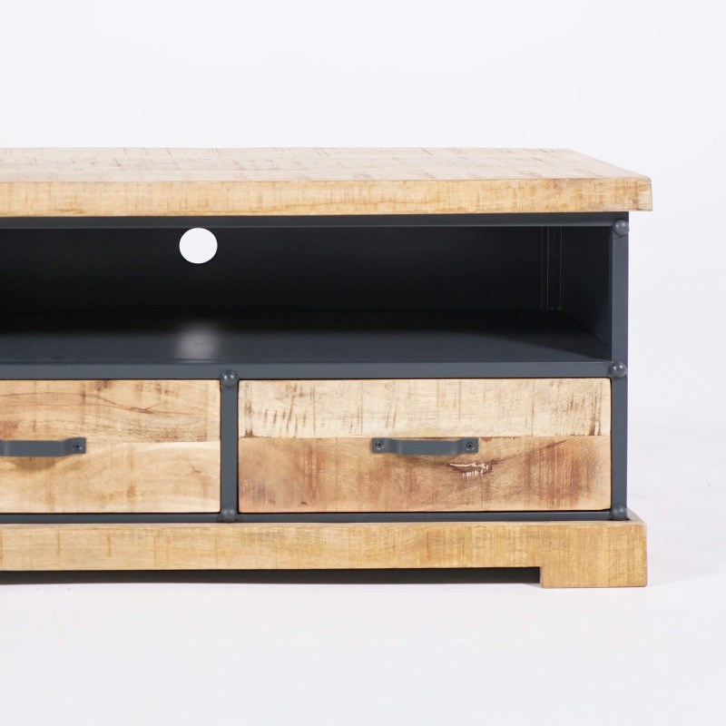 Meuble TV 150 cm en bois massif et métal - Cambridge
