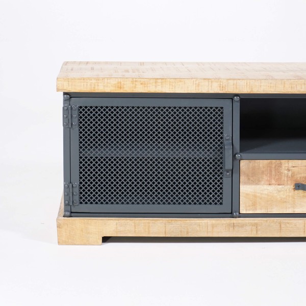 Meuble TV 150 cm en bois massif et métal - Cambridge
