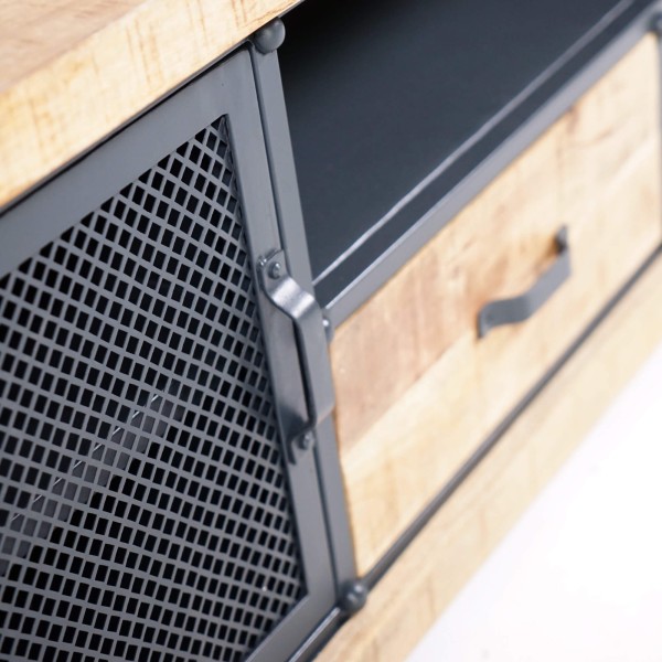 Meuble TV 150 cm en bois massif et métal - Cambridge