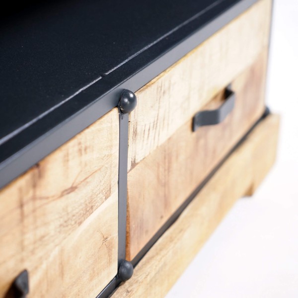 Meuble TV 150 cm en bois massif et métal - Cambridge