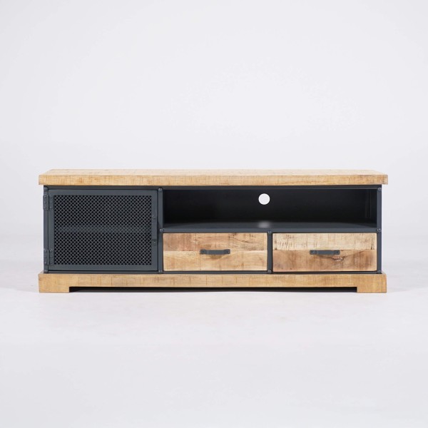 Meuble TV 150 cm en bois massif et métal - Cambridge
