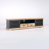 Meuble TV 200 cm en bois massif et métal  - Cambridge